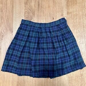 Delia*s Vintage Plaid Mini Skirt Y2K Preppy Schoolgirl Pleated Green Black